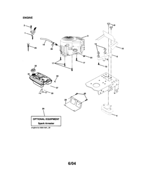Engine Diagram and Parts List for 917274030  Craftsman Lawn Tractor