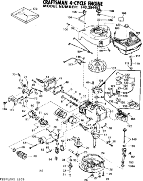 Replacement Parts Diagram and Parts List for 143294452  Craftsman Engine
