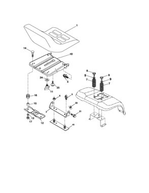 Seat Assembly Diagram and Parts List for 917275753  Craftsman Lawn Tractor