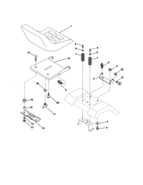 Seat Assembly Diagram and Parts List for 917258790  Craftsman Lawn Tractor