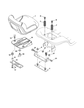Seat Assembly Diagram and Parts List for 917989800  Craftsman Lawn Tractor
