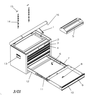 Cabinet Parts Diagram and Parts List for 706599510  Craftsman Tool Stand & Cart