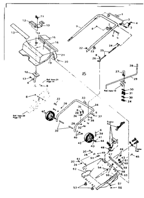 Main Frame Diagram and Parts List for 536884300  Craftsman Snow Blower