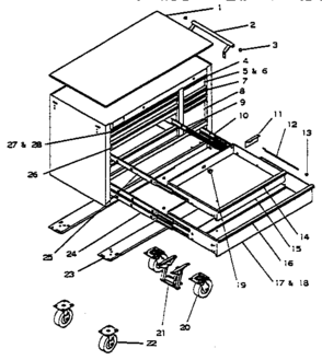 10 Drawer Tool Cart Diagram and Parts List for 706653181  Craftsman Tool Stand & Cart