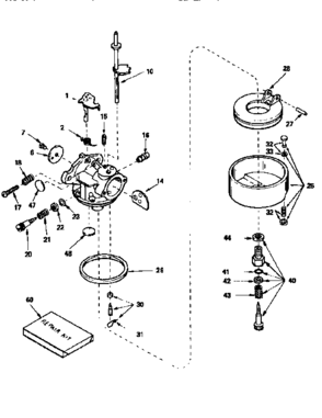 Carburetor 632371a (71/143) Diagram and Parts List for 143977001  Craftsman Engine