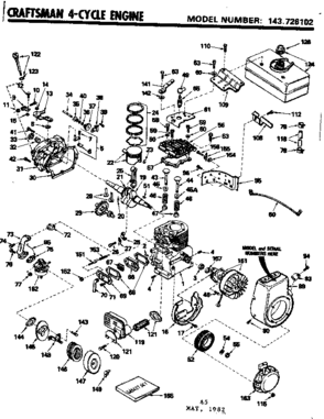 Replacement Parts Diagram and Parts List for 143726102  Craftsman Engine