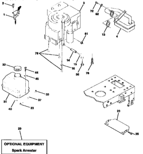 Engine Diagram and Parts List for 917258072  Craftsman Lawn Tractor