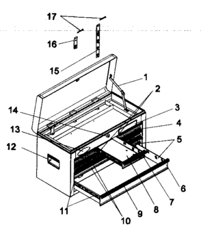 Chest Diagram and Parts List for 706596474  Craftsman Tool Stand & Cart