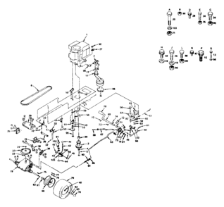 Drive Diagram and Parts List for 917255742  Craftsman Lawn Tractor