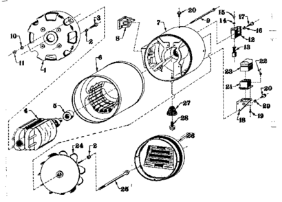 Stator Assembly Diagram and Parts List for 58031002  Craftsman Generator