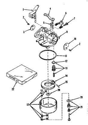 Carburetor No. 28234 Diagram and Parts List for 14390020  Craftsman Engine