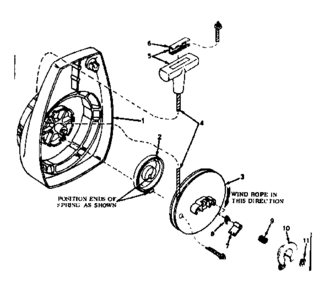 Rewind Starter Diagram and Parts List for 917350250  Craftsman Chainsaw