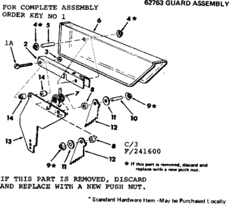 2 Inch Motorized Table Saw/62763 Guard Assembly Diagram and Parts List for 113241600  Craftsman Table Saw