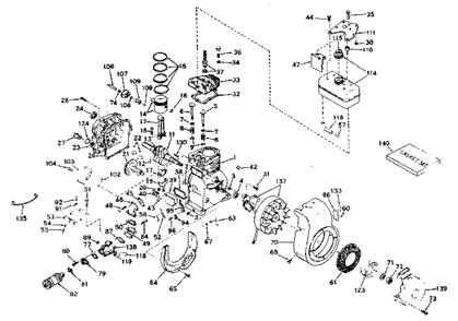 Basic Engine Diagram and Parts List for 143621022  Craftsman Engine