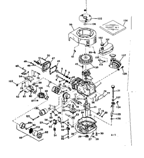 Basic Engine Diagram and Parts List for 143194022  Craftsman Engine