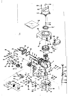 Basic Engine Diagram and Parts List for 143174132  Craftsman Engine
