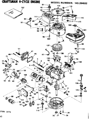 Replacement Parts Diagram and Parts List for 143284532  Craftsman Engine
