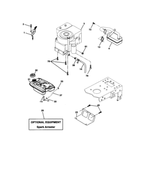 Engine Diagram and Parts List for 917273632  Craftsman Lawn Tractor