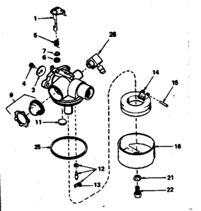 Carburetor Diagram and Parts List for 143354262  Craftsman Engine
