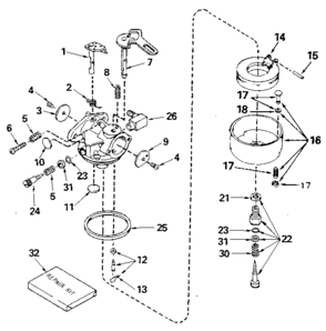 Carburetor 632113a0 (71/143) Diagram and Parts List for 143804032  Craftsman Engine