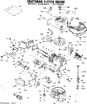 Replacement Parts Diagram and Parts List for 143294422  Craftsman Engine