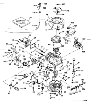 Basic Engine Diagram and Parts List for 143214242  Craftsman Engine