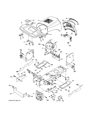 Chassis And Enclosures Diagram and Parts List for 917254691  Craftsman Lawn Tractor