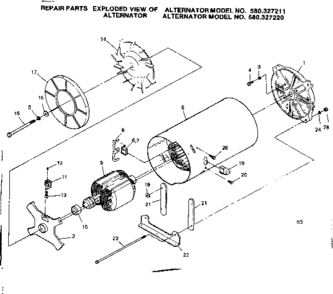 Alternator Diagram and Parts List for 580327211  Craftsman Engine