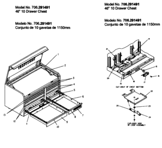Tool Chest Diagram and Parts List for 706291491  Craftsman Tool Stand & Cart