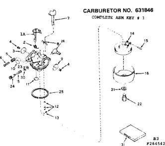 Carburetor Diagram and Parts List for 143264542  Craftsman Engine