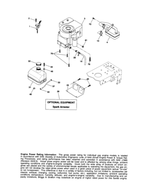 Engine Diagram and Parts List for 917287030  Craftsman Lawn Tractor