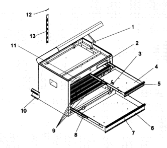 Chest Diagram and Parts List for 706619343  Craftsman Tool Stand & Cart