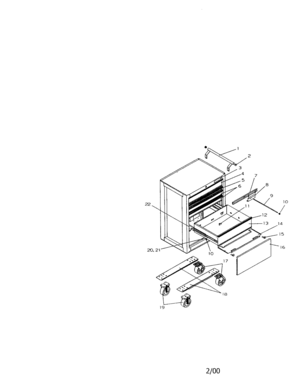 5 Drawer Ball Bearing Roll-away Diagram and Parts List for 706653145  Craftsman Tool Stand & Cart