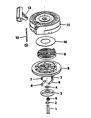 Rewind Starter No. 590621 Diagram and Parts List for 143375052  Craftsman Engine