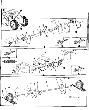 Wheel Assembly Diagram and Parts List for 53690490  Craftsman Snow Blower