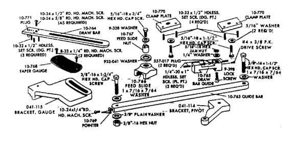 Unit Parts Diagram and Parts List for 29845-TAPERATTACH  Craftsman Lathe