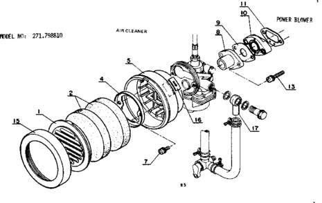 Air Cleaner Diagram and Parts List for 271798810  Craftsman Trimmer