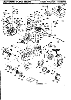 Replacement Parts Diagram and Parts List for 143756112  Craftsman Engine