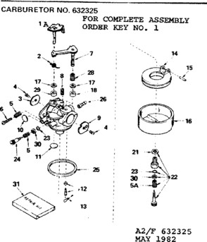 Replacement Parts Diagram and Parts List for 143826122  Craftsman Engine