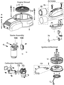 Diagram Diagram and Parts List for 4X90HU Type 0 Craftsman Engine