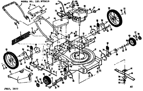 Mower Deck Diagram and Parts List for 131973610  Craftsman Lawn Mower