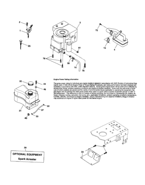 Engine Diagram and Parts List for 917256720  Craftsman Lawn Tractor