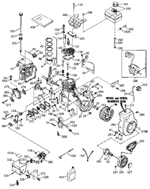 Replacement Parts Diagram and Parts List for 143945001  Craftsman Engine