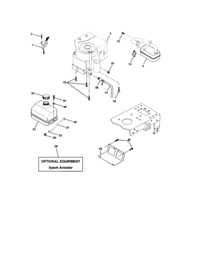 Engine Diagram and Parts List for 917273350  Craftsman Lawn Tractor