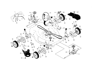 Drive Control/gear Case/wheels Diagram and Parts List for 917374890  Craftsman Lawn Mower