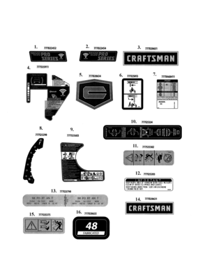 Decals Diagram and Parts List for 247270500  Craftsman Engine