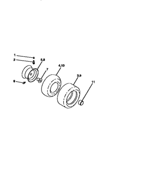 Wheels And Tires Diagram and Parts List for 917256891  Craftsman Lawn Tractor