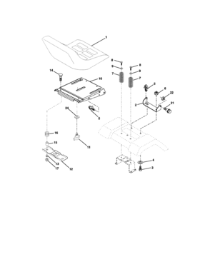 Seat Assembly Diagram and Parts List for 917272074  Craftsman Lawn Tractor