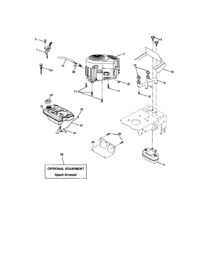 Engine Diagram and Parts List for 917273623  Craftsman Lawn Tractor