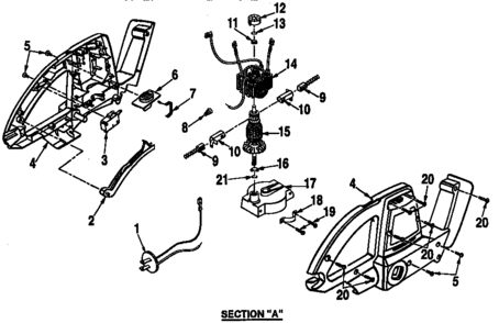 Motor Diagram and Parts List for 315798690  Craftsman Trimmer